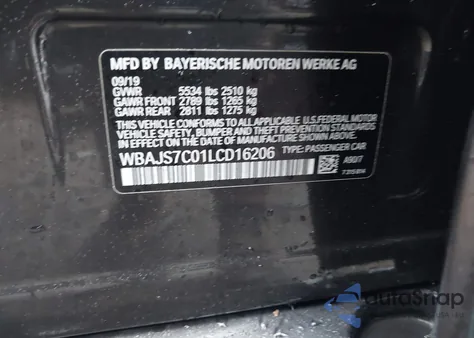 2020 BMW M550I xDrive z USA, uszkodzony, nr VIN WBAJS7C01LCD16206
